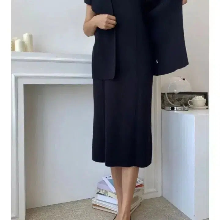 [BUNJANG] Black Dress and Vest Cardigan Set / 블랙셋업(원피스+조끼가디건)