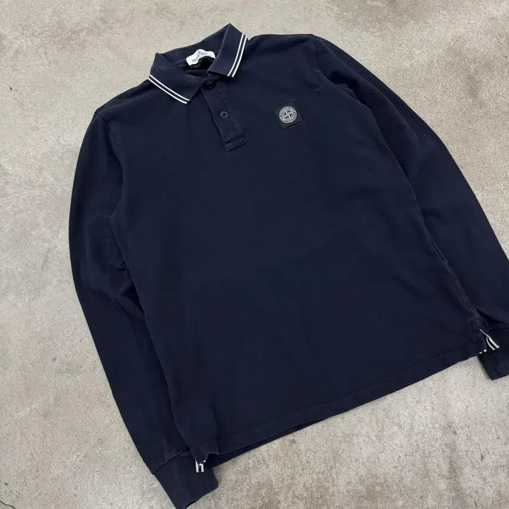 [BUNJANG] Stone Island Junior Navy Long Sleeve Shirt / 스톤아일랜드 주니어 카라 롱슬리브