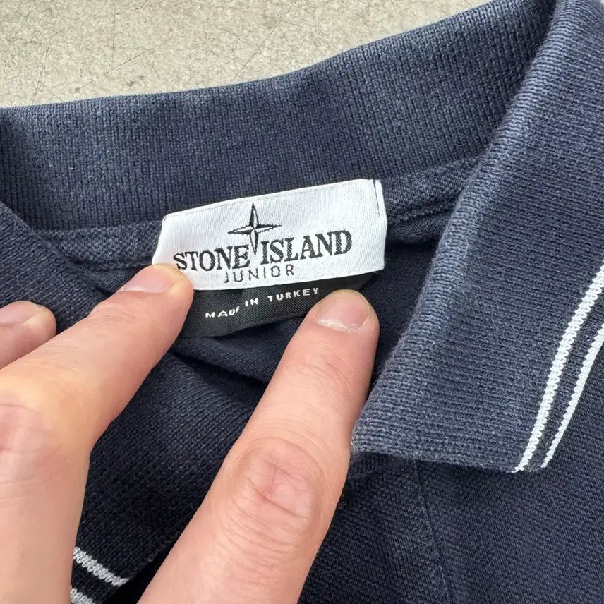[BUNJANG] Stone Island Junior Navy Long Sleeve Shirt / 스톤아일랜드 주니어 카라 롱슬리브