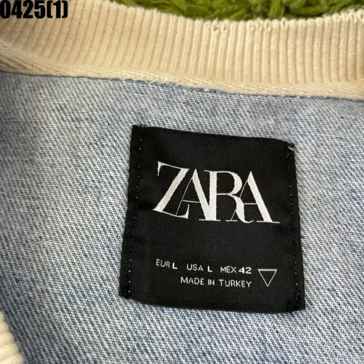 [SOLD OUT] 자라 데님 반팔 티셔츠 데미지 워싱