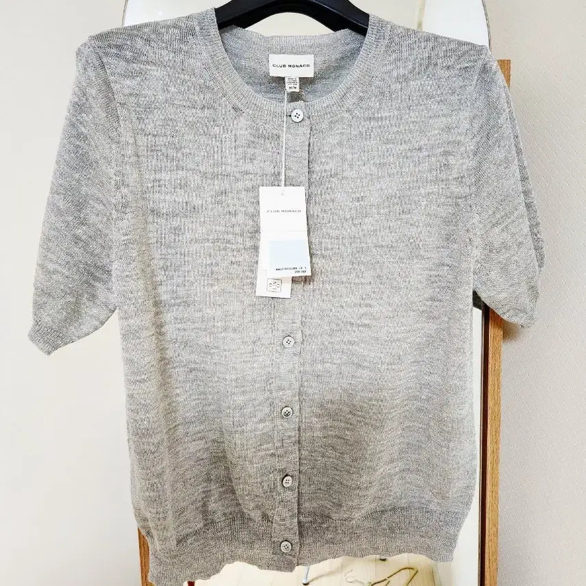 [SOLD OUT] [새상품] 클럽모나코 펄 가미 린넨 혼방 반팔 가디건 (M)