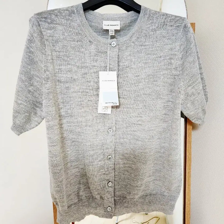 [SOLD OUT] [새상품] 클럽모나코 펄 가미 린넨 혼방 반팔 가디건 (M)