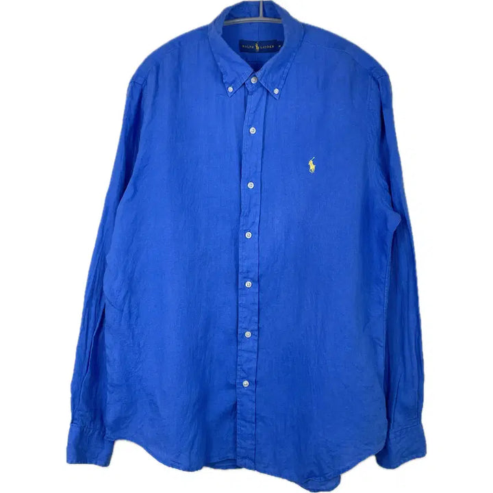 [BUNJANG] Polo Ralph Lauren Linen Embroidered Logo Shirt / [M] 폴로 랄프로렌 자수 로고 린넨 셔츠