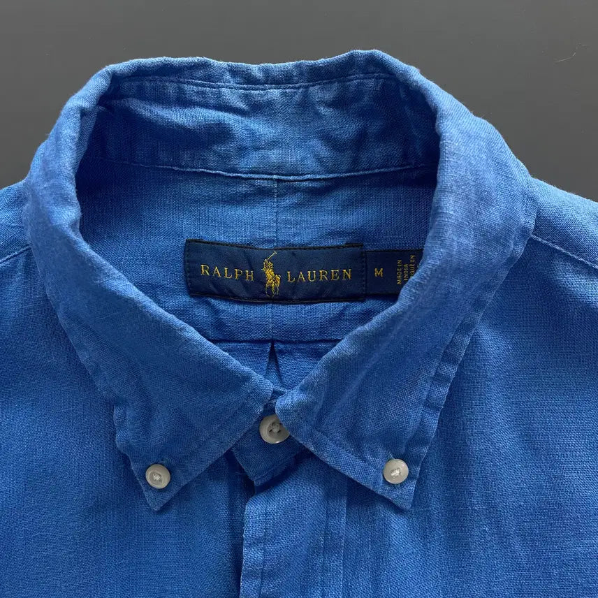[BUNJANG] Polo Ralph Lauren Linen Embroidered Logo Shirt / [M] 폴로 랄프로렌 자수 로고 린넨 셔츠