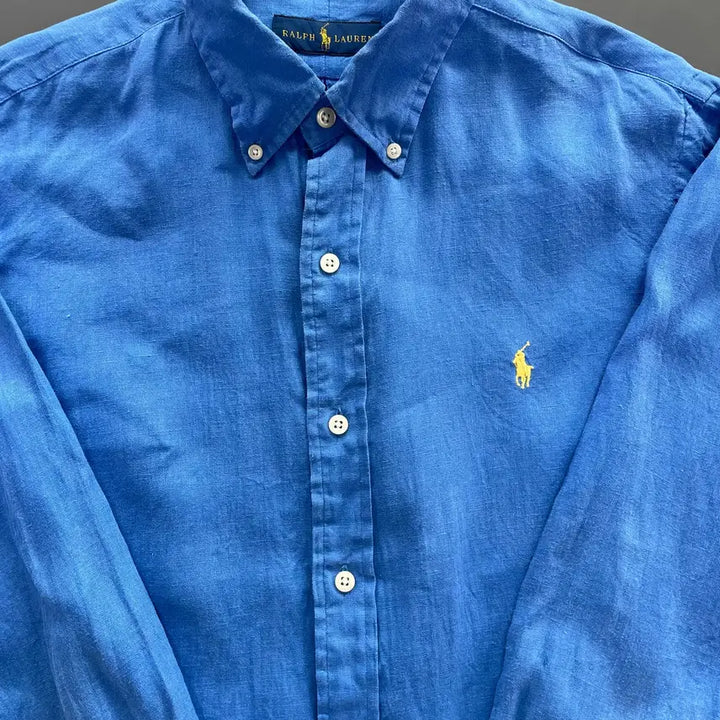 [BUNJANG] Polo Ralph Lauren Linen Embroidered Logo Shirt / [M] 폴로 랄프로렌 자수 로고 린넨 셔츠