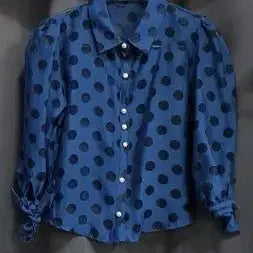 [BUNJANG] Blue Dot Blouse Shirt / 블루 도트 무늬 블라우스 셔츠