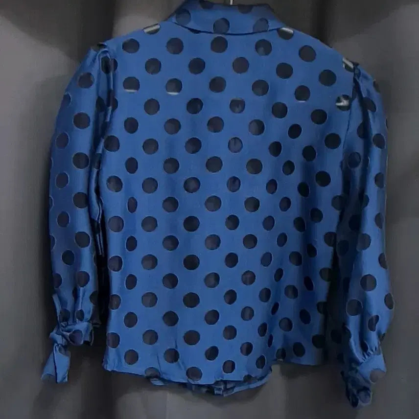 [BUNJANG] Blue Dot Blouse Shirt / 블루 도트 무늬 블라우스 셔츠