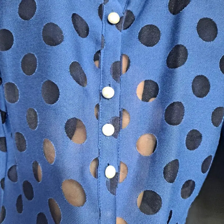 [BUNJANG] Blue Dot Blouse Shirt / 블루 도트 무늬 블라우스 셔츠