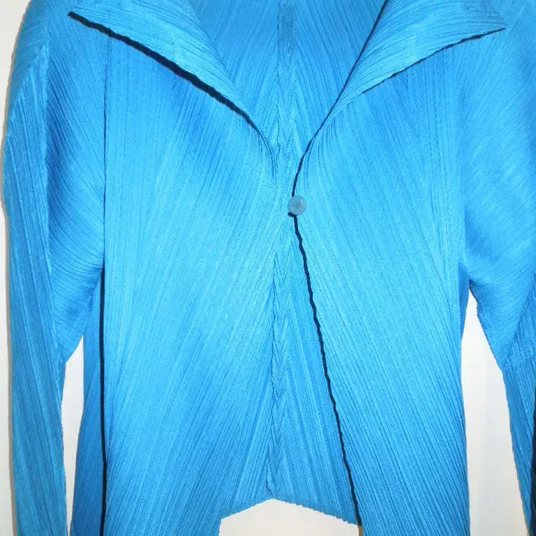 [BUNJANG] Pleats Please One-Button Cardigan Turquoise / 플리츠플리즈 원버튼 가디건 터콰이즈