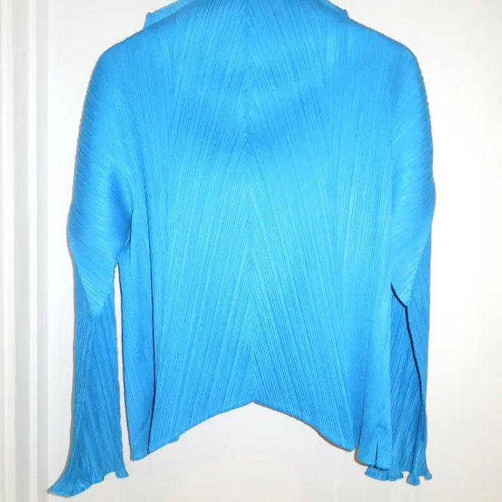 [BUNJANG] Pleats Please One-Button Cardigan Turquoise / 플리츠플리즈 원버튼 가디건 터콰이즈