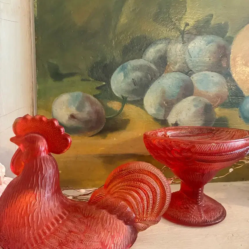 [BUNJANG] Vintage French Glass Chicken Figurine / 프랑스유리닭모형