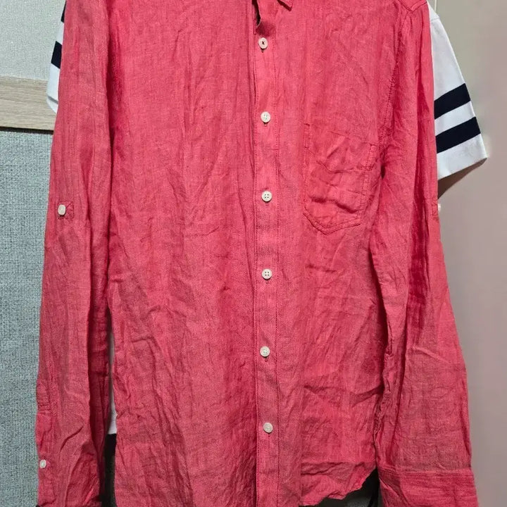 [BUNJANG] Spao Pink Linen Shirt / 스파오 핑크 린넨(마) 셔츠