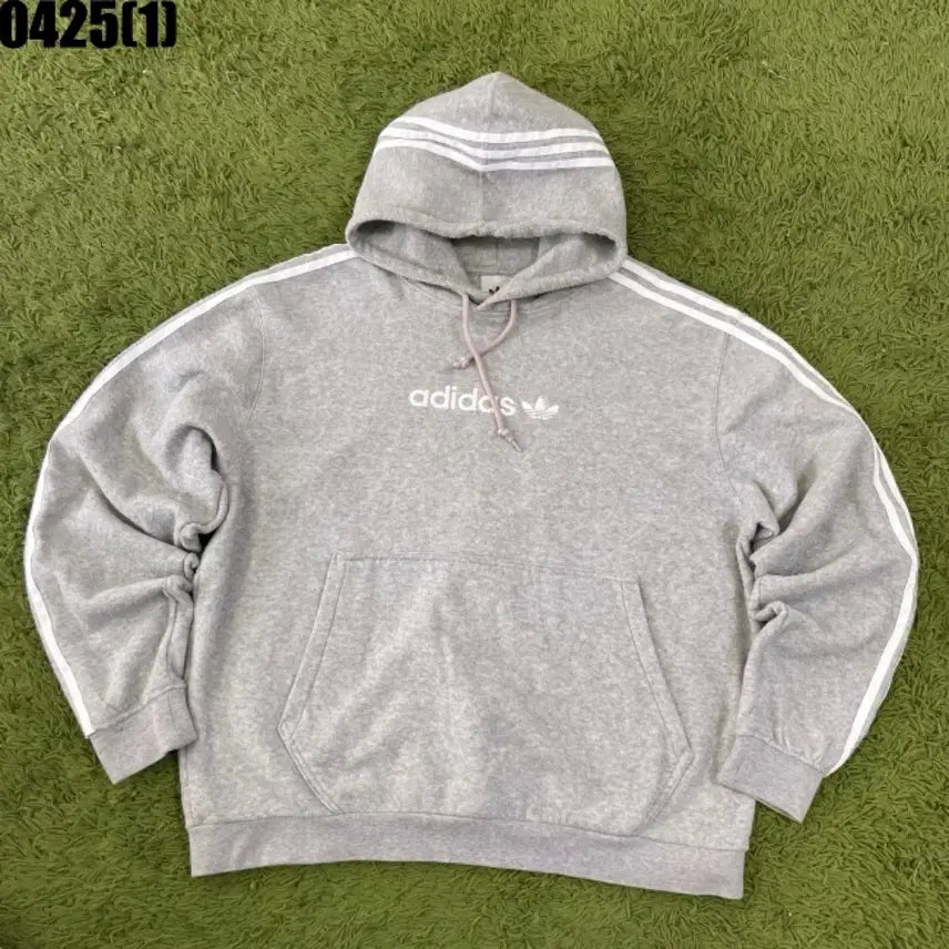 [BUNJANG] Adidas Three-Stripe Hoodie Gray / 아디다스 삼선 후드티 그레이