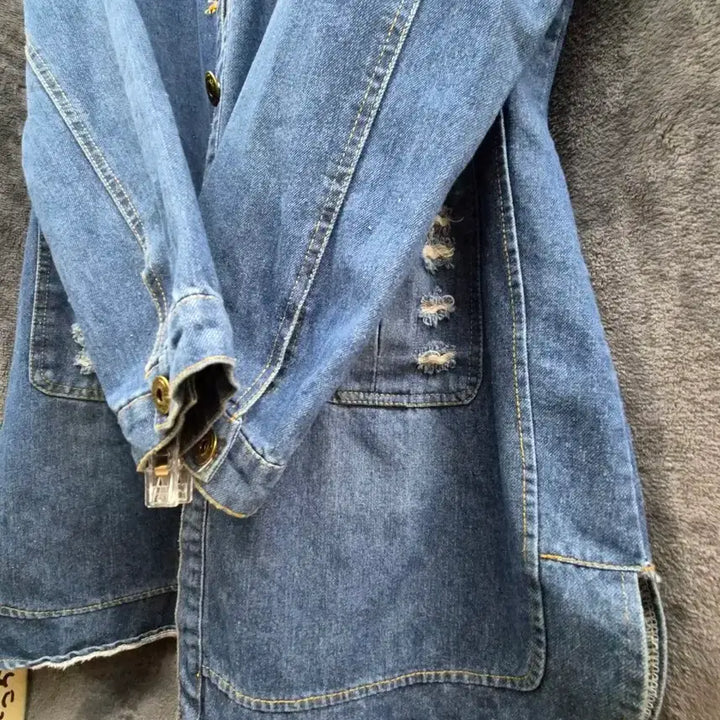 [BUNJANG] Vintage Denim Long Jacket / 데미지 데님 롱 자켓 청자켓