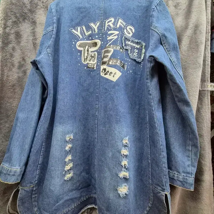 [BUNJANG] Vintage Denim Long Jacket / 데미지 데님 롱 자켓 청자켓