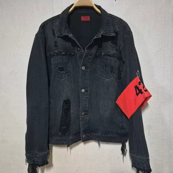 [BUNJANG] 424 Denim Distressed Jacket (XXL) / 424 포 데님 디스 자켓 블랙( XXL)