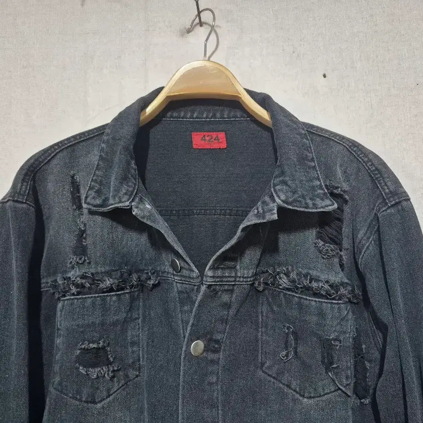 [BUNJANG] 424 Denim Distressed Jacket (XXL) / 424 포 데님 디스 자켓 블랙( XXL)