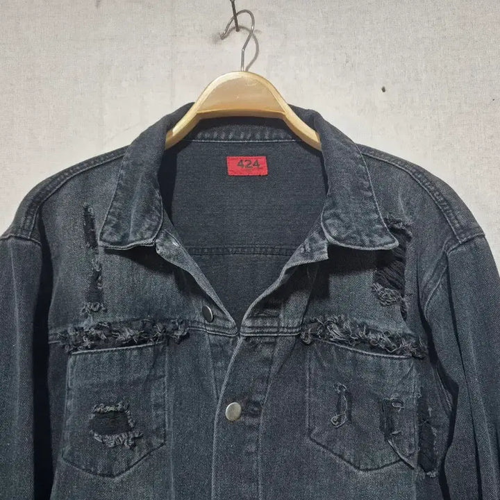 [BUNJANG] 424 Denim Distressed Jacket (XXL) / 424 포 데님 디스 자켓 블랙( XXL)