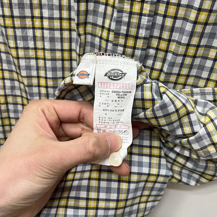 [SOLD OUT] 디키즈 자수 로고 체크 반팔 셔츠 M