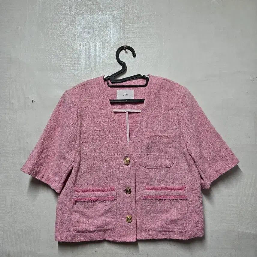 [SOLD OUT] alto 핑크 트위드 반팔 자켓
