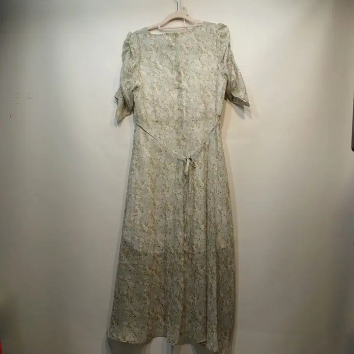 [BUNJANG] Floral Pattern Sky Blue Chiffon Long Dress / 플라워 패턴 롱 원피스 하늘색 쉬폰80~85사이즈여름  64277