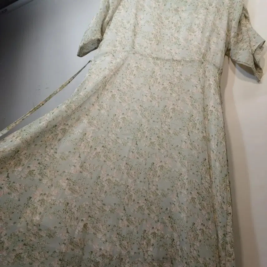[BUNJANG] Floral Pattern Sky Blue Chiffon Long Dress / 플라워 패턴 롱 원피스 하늘색 쉬폰80~85사이즈여름  64277