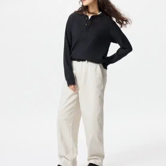 [BUNJANG] Uniqlo Waffle Henley Neck T-Shirt Black S / 유니클로 와플헨리넥T 블랙 s