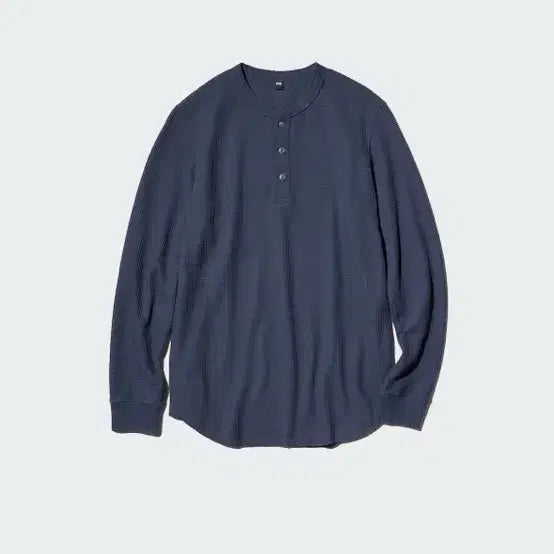 [BUNJANG] Uniqlo Waffle Henley Neck T-Shirt Black S / 유니클로 와플헨리넥T 블랙 s