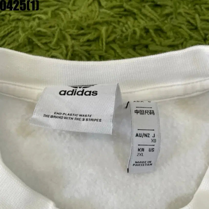 [BUNJANG] Adidas White Three Stripes Sweatshirt / 아디다스 삼선 흰색 맨투맨 티셔츠