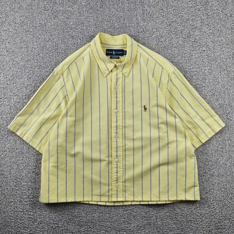 [BUNJANG] Polo Ralph Lauren Striped Short Sleeve Shirt / 폴로랄프로렌 반팔 셔츠 커스텀 ( L ) / 11985