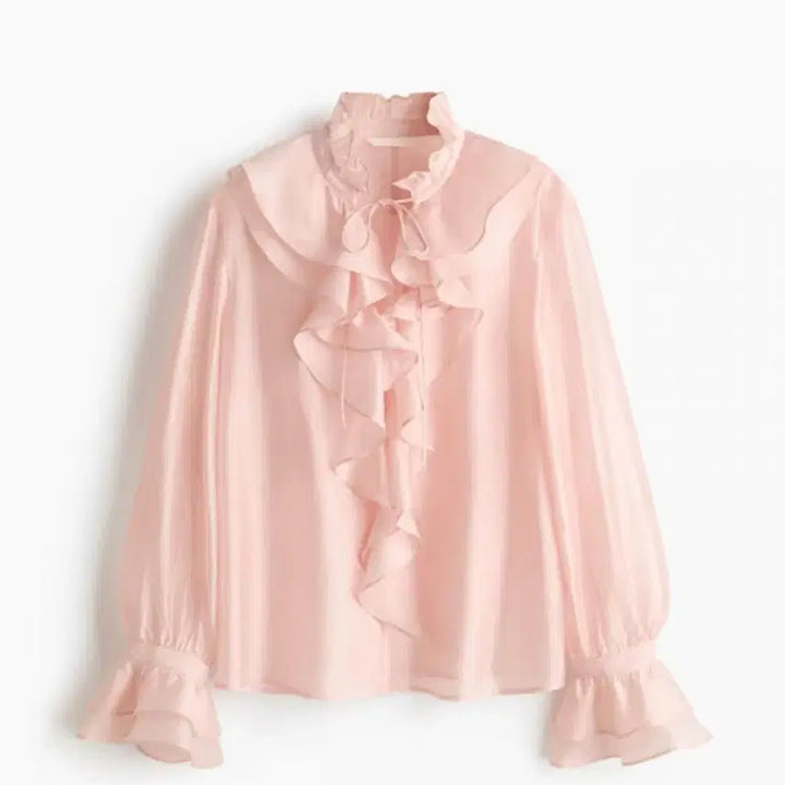 [BUNJANG] H&amp;M Pink Frill Blouse / H&amp;M 핑크 프릴 블라우스