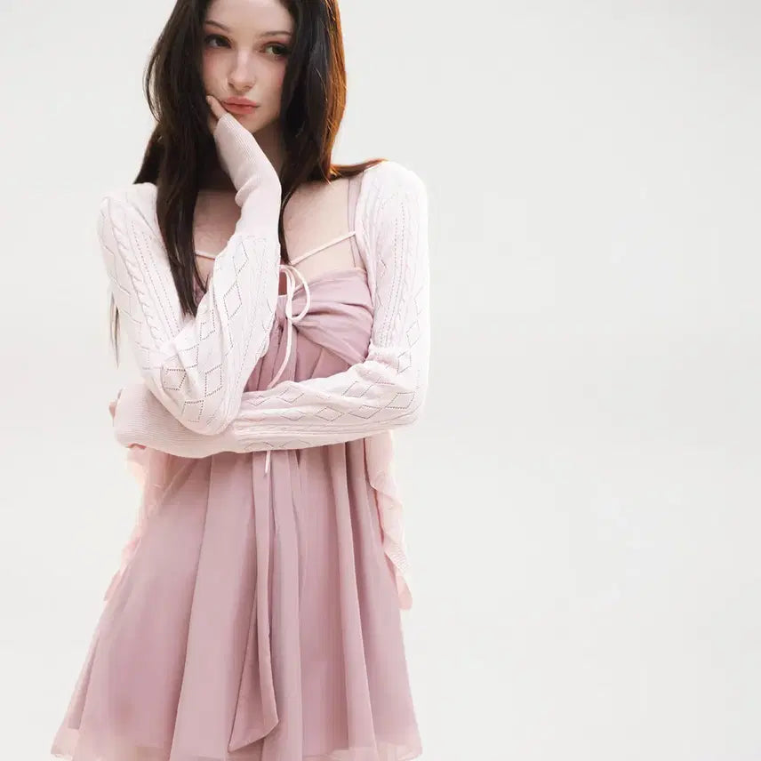[BUNJANG] BulletNini Pink Color Block Satin Dress / BulletNini 불렛니니 메시 새틴 컬러 블록 핑크 드레스