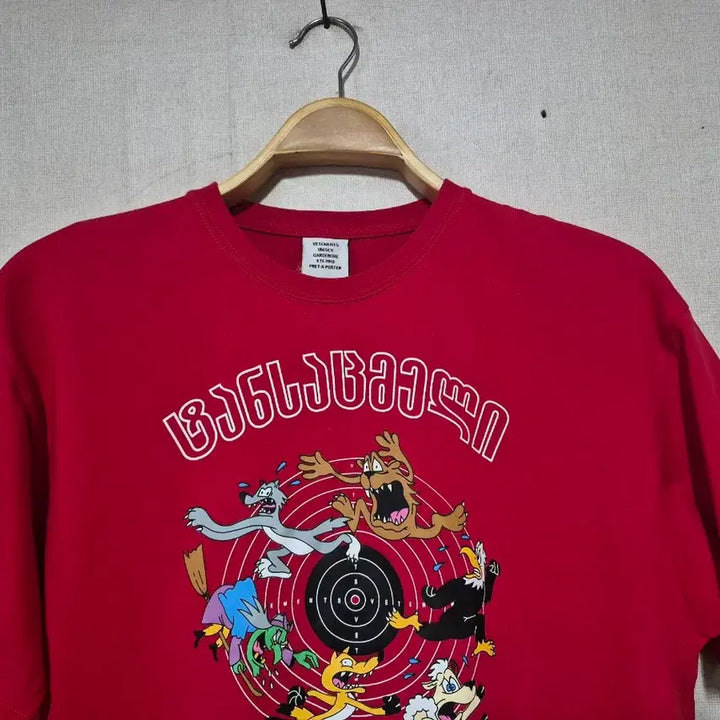 [BUNJANG] VETEMENTS Cartoon Logo T-shirt / 베트멍 레드 카툰 케릭터 로고( S)