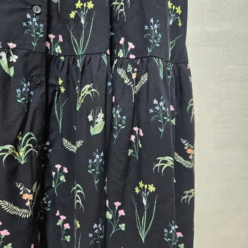 [BUNJANG] Uniqlo Floral Pattern Black Long Dress L / 유니클로 플라워 패턴 블랙 롱 원피스 L