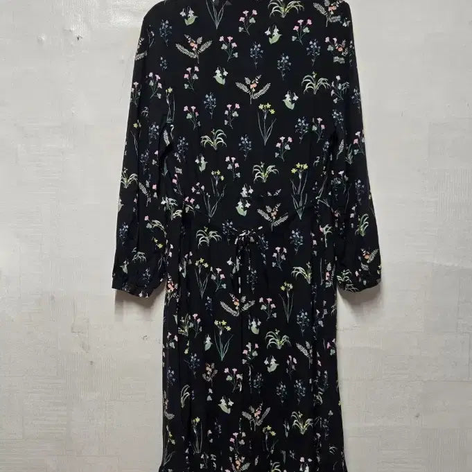 [BUNJANG] Uniqlo Floral Pattern Black Long Dress L / 유니클로 플라워 패턴 블랙 롱 원피스 L