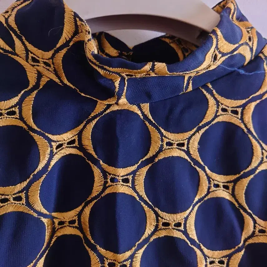 [SOLD OUT] 네이비 골드 패턴 롱 원피스(맞춤복)