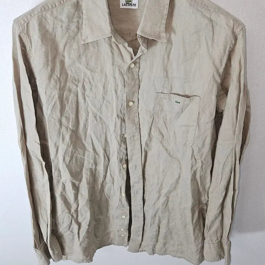 [SOLD OUT] 라코스테 미니로고 린넨 마 셔츠 남성 베이지 105 정품
