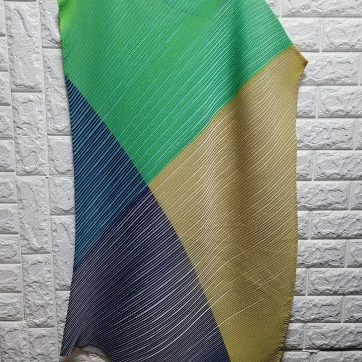 [BUNJANG] Colorblock Pleated Long Dress / 컬러플 배색 플리츠  원피스