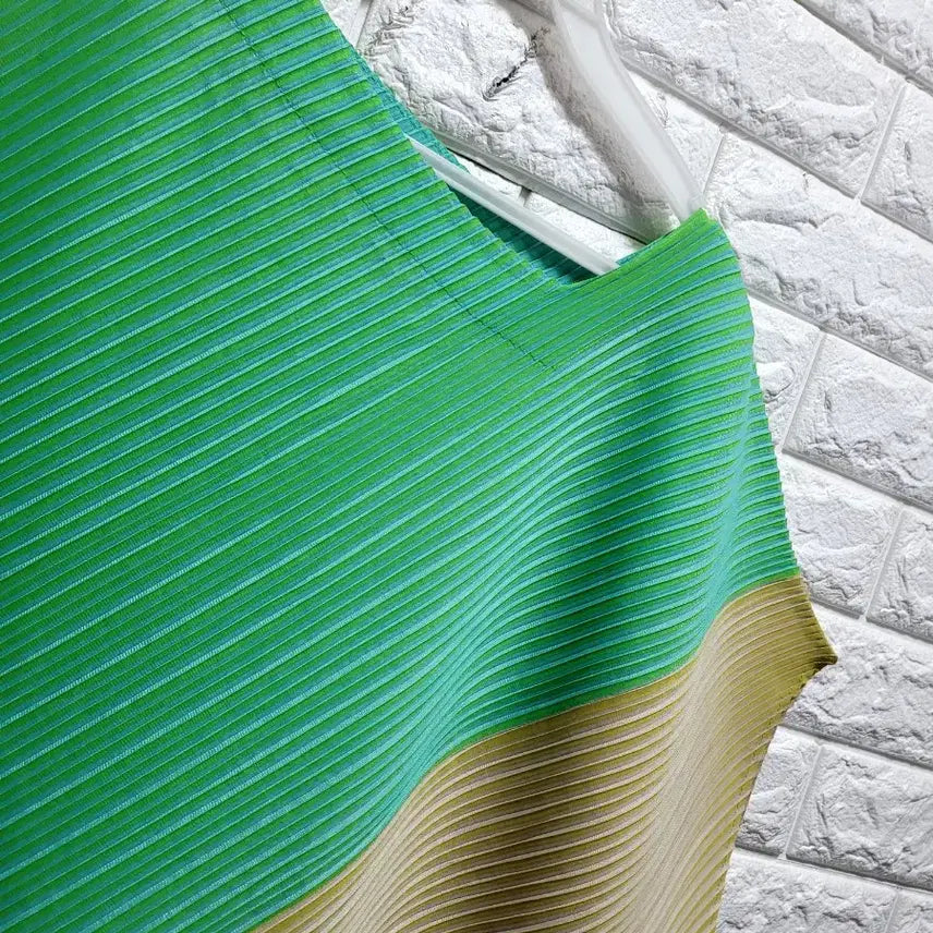 [BUNJANG] Colorblock Pleated Long Dress / 컬러플 배색 플리츠  원피스