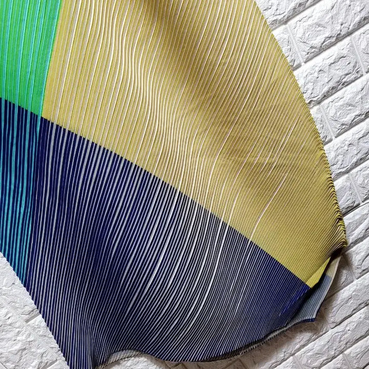 [BUNJANG] Colorblock Pleated Long Dress / 컬러플 배색 플리츠  원피스