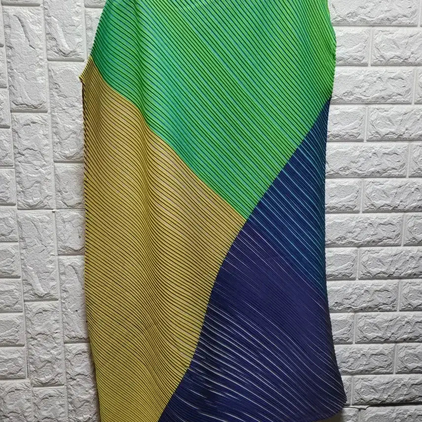 [BUNJANG] Colorblock Pleated Long Dress / 컬러플 배색 플리츠  원피스