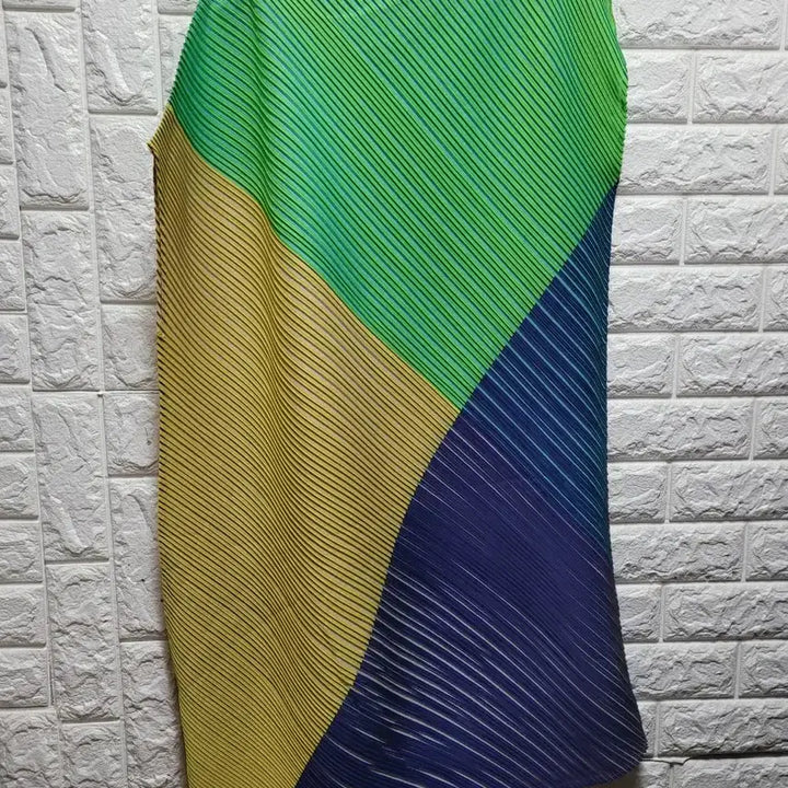 [BUNJANG] Colorblock Pleated Long Dress / 컬러플 배색 플리츠  원피스