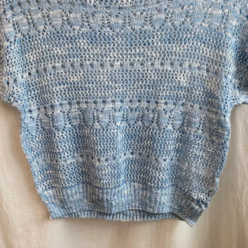 [BUNJANG] Blue Linen Blend Knit Top (M) / 블루 린넨면혼방 니트탑(M)