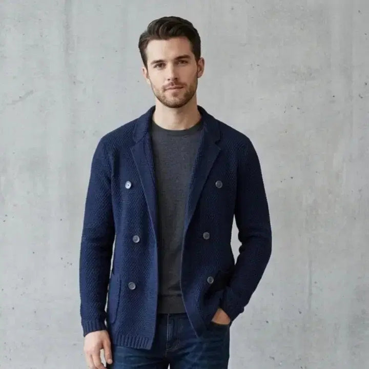 [BUNJANG] Theory Double Button Knit Jacket Navy 36 / 띠어리 더블 버튼 니트 자켓 네이비 36