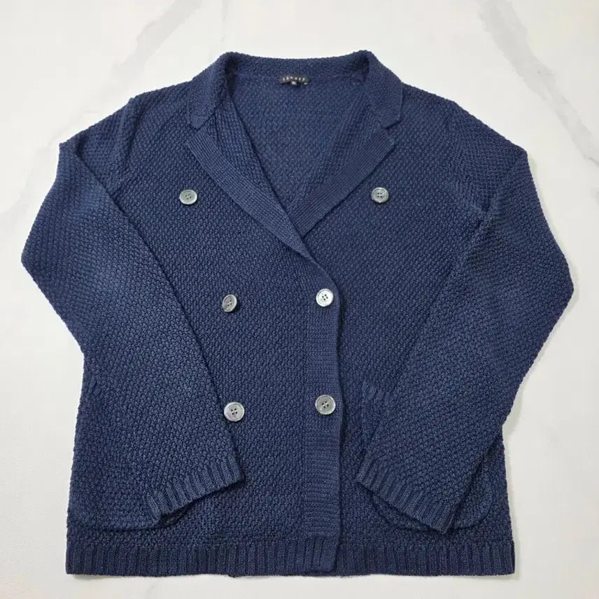 [BUNJANG] Theory Double Button Knit Jacket Navy 36 / 띠어리 더블 버튼 니트 자켓 네이비 36