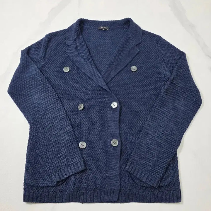 [BUNJANG] Theory Double Button Knit Jacket Navy 36 / 띠어리 더블 버튼 니트 자켓 네이비 36