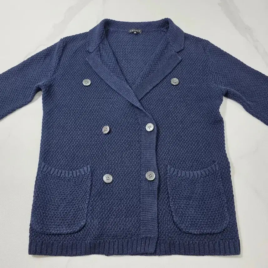 [BUNJANG] Theory Double Button Knit Jacket Navy 36 / 띠어리 더블 버튼 니트 자켓 네이비 36