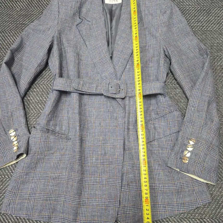 [BUNJANG] Hansum Time Check Belt Jacket / 한섬 타임 TIME 체크 벨트 자켓 마93%자켓