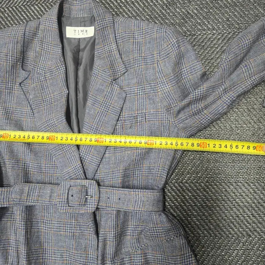 [BUNJANG] Hansum Time Check Belt Jacket / 한섬 타임 TIME 체크 벨트 자켓 마93%자켓