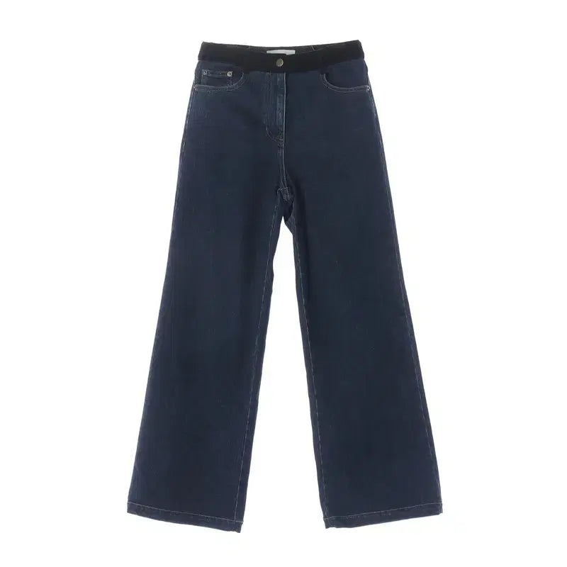 [BUNJANG] Bernice Velvet Lined Bootcut Denim Pants / 베르니스 벨벳 라이닝 부츠컷 데님팬츠 진청